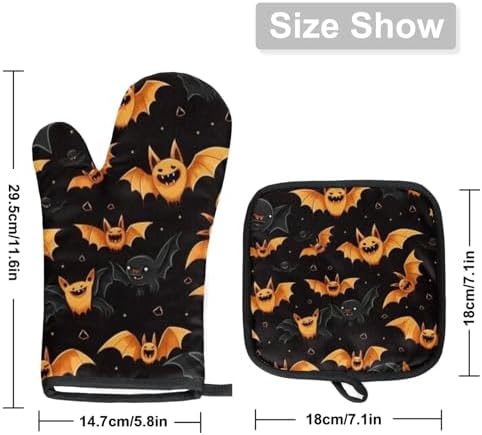 Cute Halloween Bat Oven Mitts Pot Holder Set of 2