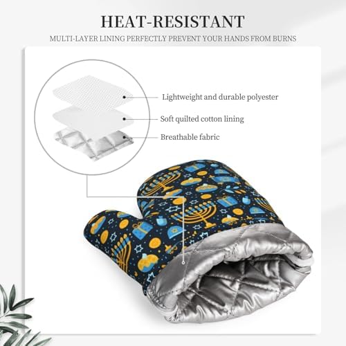 Happy Hanukkah Silicone Oven Mitts for Kitchen Essential