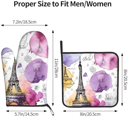 French Parisian Eiffel Tower Oven Mitts Pot Holders Set