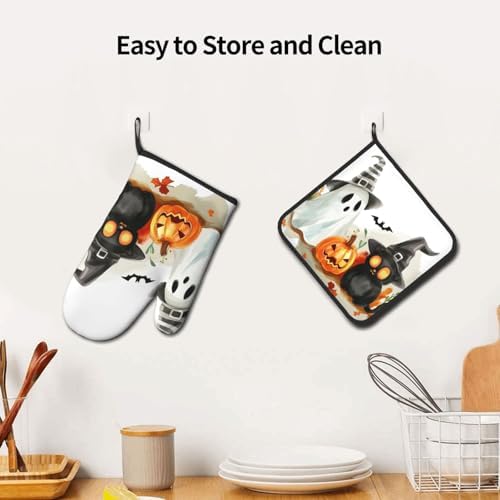 Cute Halloween Ghost Oven Mitts Set