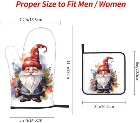 Watercolor Christmas Gnomes Oven Mitts Set of 3