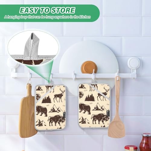 Potholder Set for Cooking Baking Heat-Resistant with Animal Designs