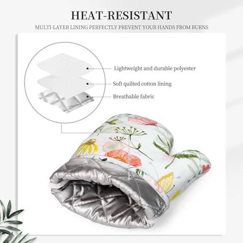 DONMYER Wildflowers Butterfly Oven Mitt Set 4 pcs