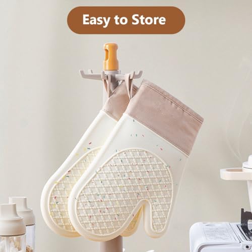 FORATER Heat-Resistant Silicone Oven Mitts 11 Waterproof Durable Cooking Gloves White
