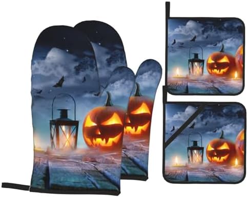 Spooktacular Halloween Oven Mitts Set for Safe Cooking Baking