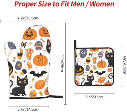 Halloween Pattern Oven Mitts Pot Holders Set