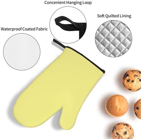 Curdesi Heat-Resistant Oven Mitts Set 4PCS Pale Yellow