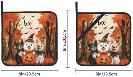 2-Piece Halloween Ghost Dog Pot Holder Mat Heat-Resistant Fun