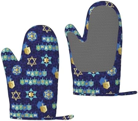 Happy Hanukkah Oven Mitts with Silicone Palm