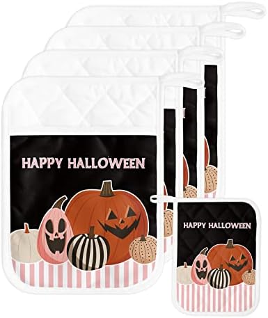 5PCS Halloween Orange Potholders for Kitchen Use