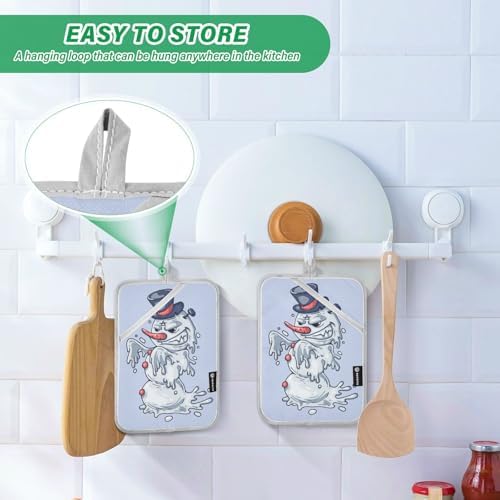 OURVII 2Pcs Halloween Spooky Snowman Pot Holders Set