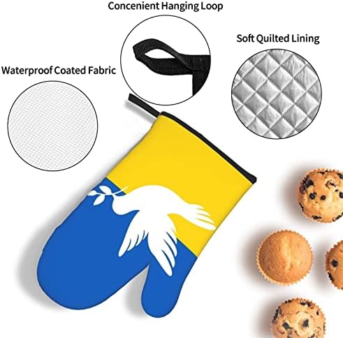 Dove Ukraine Flag Oven Mitts and Pot Holders Set