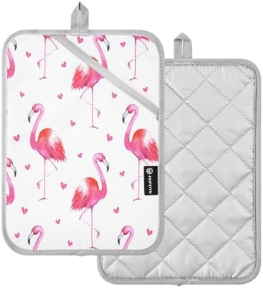 Flamingo Hearts Pot Holders 2-Pack