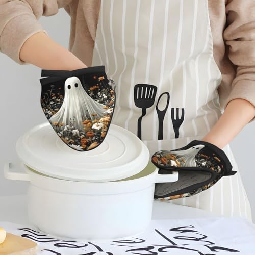 Halloween Ghost Mini Silicone Oven Mitts by FireDeer Safe and Fun Kitchen Pals