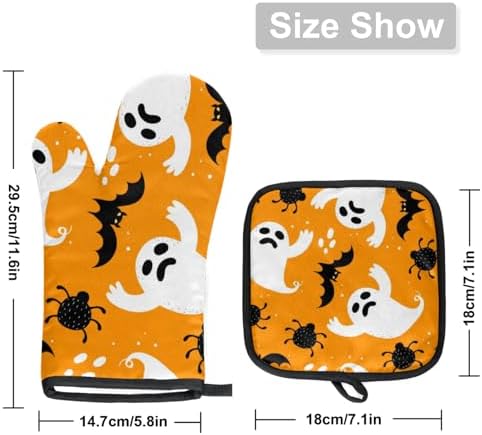 Aglebo Halloween Ghost Spider Oven Mitts Pot Holders Set of 2