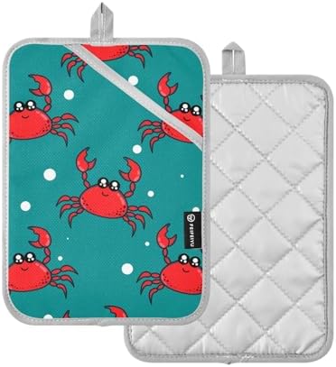 Dalzium Cartoon Crab Potholder Set of 2 Heat Resistant