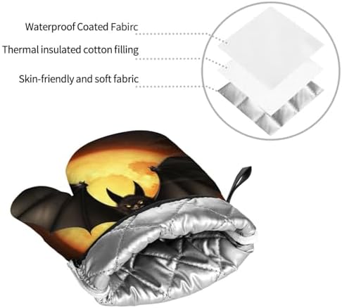4PCS Halloween Bat Oven Mitts and Pot Holders Set 1