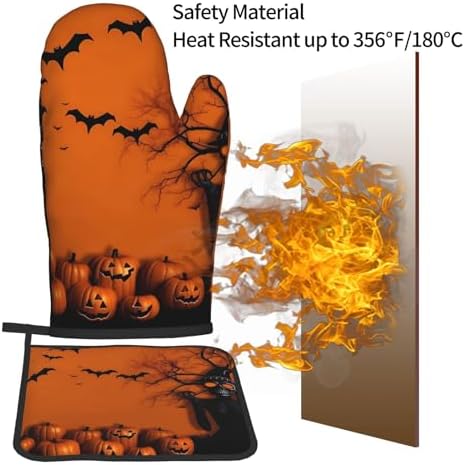 Orange Halloween Oven Mitts Set of 2