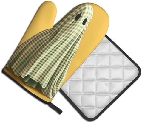 Halloween Ghost Oven Mitts Set for Heat-Resistant Cooking