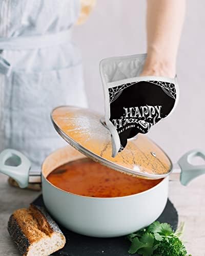 Pumpkin Pot Holder Set for Halloween - Heat-Resistant Kitchen Potholders with Pocket