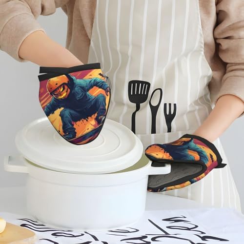 Zombie Skeleton and Frankenstein Halloween Characters Mini Silicone Oven Mitts