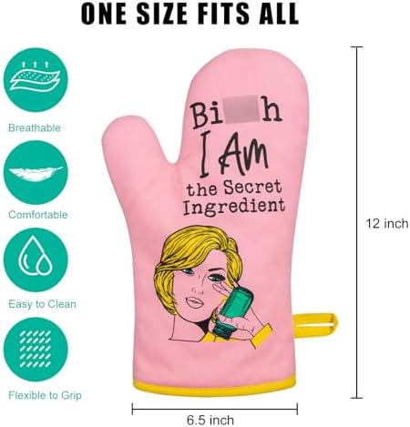 Funny Pink Oven Mitt Set for Baking Kitchen_GF
