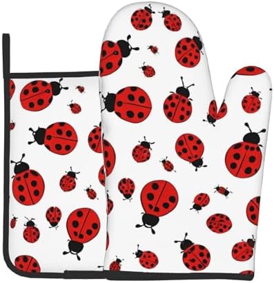 Quopvn Ladybug Oven Mitts and Pot Holders 2pcs Set