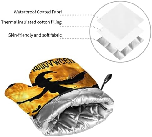 Halloween Thermal Oven Mitts Set 4-Piece with Potholders