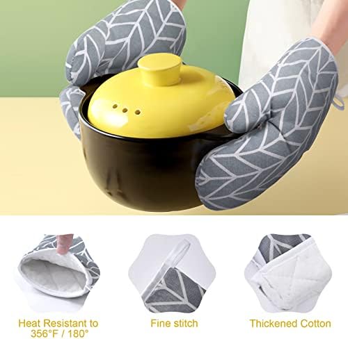 AUAUY 6-Piece Oven Mitts Set with Non-Slip Silicone
