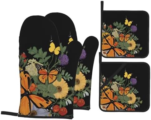 Beautiful Butterfly Oven Mitts Set