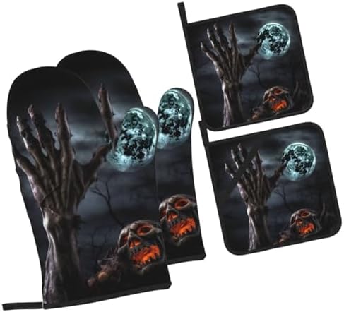 HD Halloween Zombie printed Oven Mitts Pot Holders