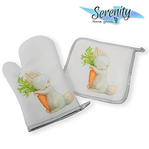 Easter Bunnys Touch Retro-Chic Kitchen Potholders for Gifting