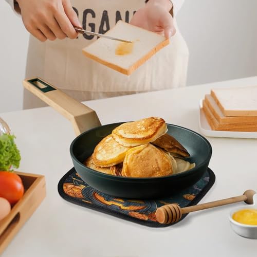 TropicalLife Halloween Black Cat Orange Pumpkin Oven Mitts Pot Holders Set