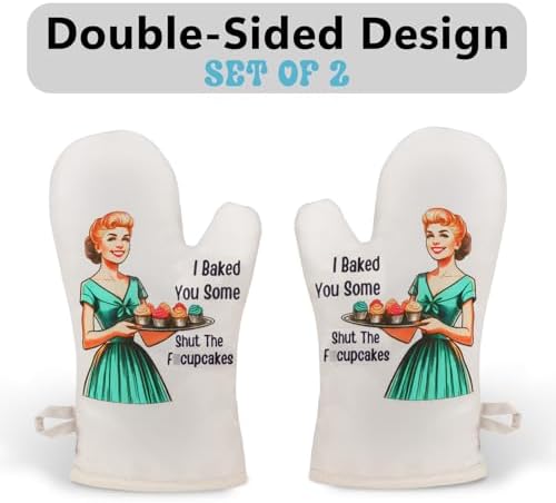 Funny Oven Mitts for Women with Shout the Fucupcakes Text