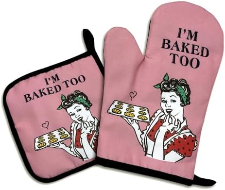 I Am Baked Too Funny Oven Mitts Set of 2