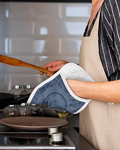 Halloween Skeleton Blue Potholders Set Perfect for Cooking and Baking