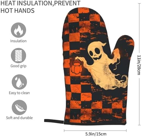 Halloween Skull Oven Mitts Heat Resistant Non-Slip Waterproof 1