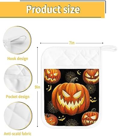 Gehucokee Halloween Pot Holder with Pocket Set - Blackand