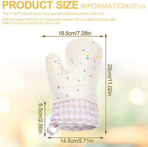 2-Piece Silicone Oven Mitts Waterproof Heat Resistant 500