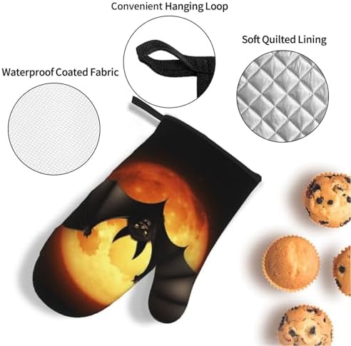 4PCS Halloween Bat Oven Mitts and Pot Holders Set 1