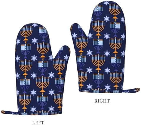 Happy Hanukkah Oven Mitts - Chanukah Kitchen Gloves