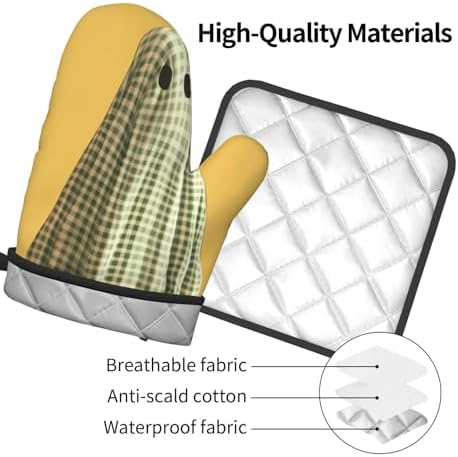 Halloween Ghost Oven Mitts Set for Heat-Resistant Cooking