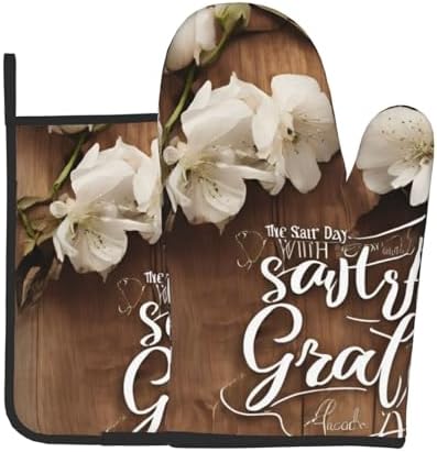 Quopvn Inspirational Quotes Oven Mitts and Pot Holders Set of 2