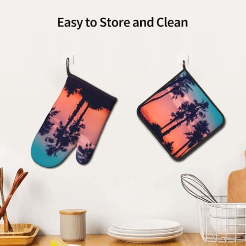 Palm Tree Sunset Oven Mitt and Pot Holder Set