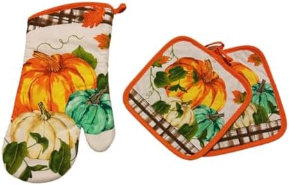Harvest Pumpkin Oven Mitt Potholders Set