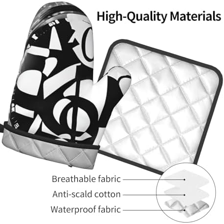 Musical Theme Oven Mitt Pot Holder Set