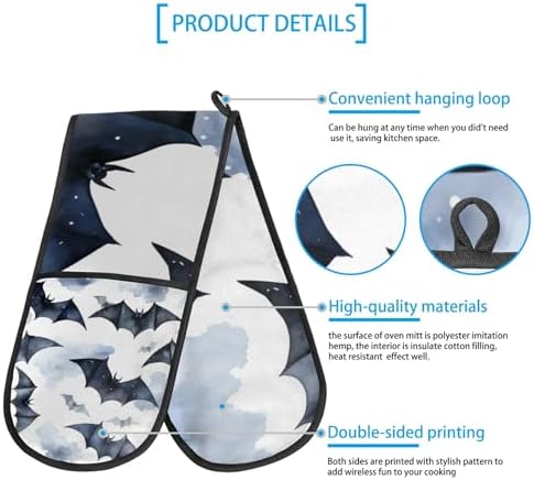 Cute Halloween Bats Watercolor Double Oven Mitt