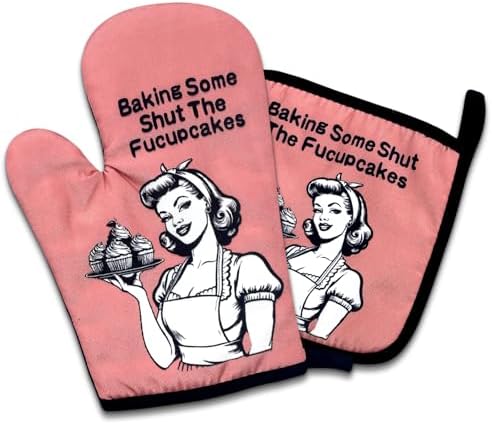 Funny Oven Mitts Potholders Set For Women Christmas Gifts Baking Delight