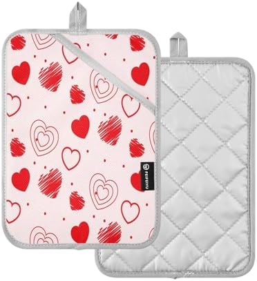Red Love Heart 2-Piece Heat Resistant Potholer