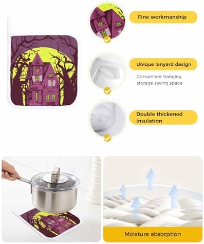Festive Halloween Pot Holder Heat Insulation Oven Mitt Easy Clean Loop Trivet